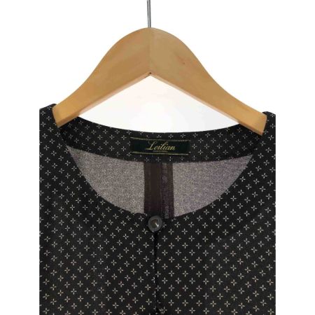  Leilian レリアン レディース ワンピース 小花柄 半袖 サイズ9 ブラウン