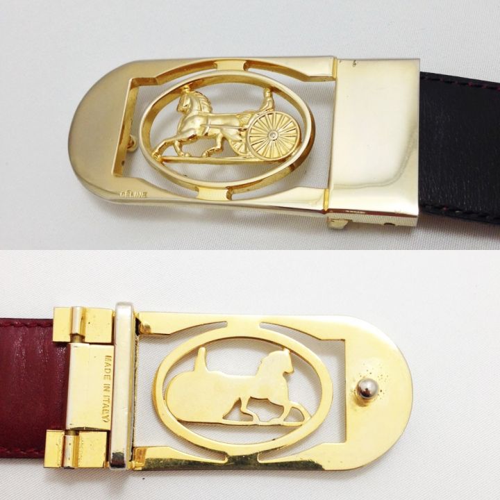 CELINE セリーヌ ゴールド金具 馬車 バックル ベルト 82cm ブラック