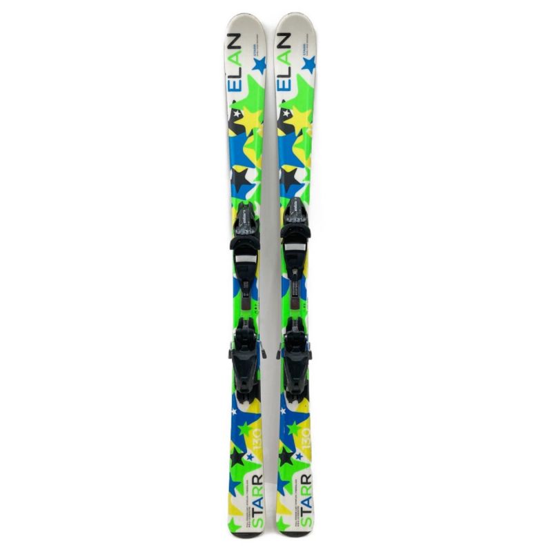 中古】 elan エラン STARR スキー板 130cm 黄緑×青×白 x ブルー x 