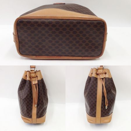  CELINE セリーヌ マカダム柄 巾着ショルダー ショルダーバッグ ポーチ欠品 ブラウン