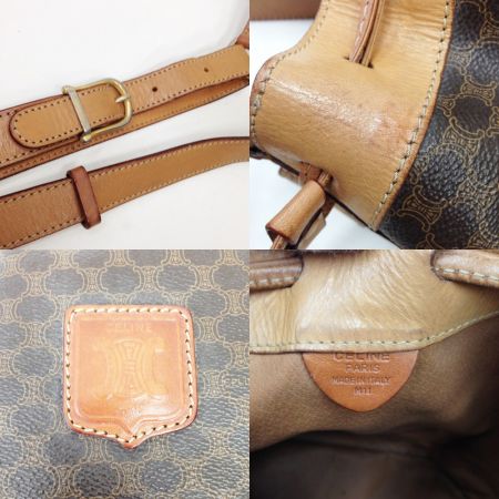  CELINE セリーヌ マカダム柄 巾着ショルダー ショルダーバッグ ポーチ欠品 ブラウン