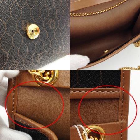  Christian Dior クリスチャンディオール ハニカム柄 チェーンショルダー ブラック