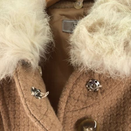  里麻 レディース コート サイズ11R 衿ファー付き ベージュ