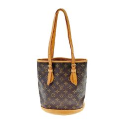 〇〇 LOUIS VUITTON ルイヴィトン モノグラム プチ バケット トートバッグ ポーチ欠品 M42238 ブラウン x ベージュ 現状渡し Cランク