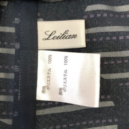  Leilian レリアン レディース シフォンチュニック サークルストライプ柄 サイズ9 ネイビー