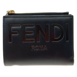 〇〇 FENDI フェンディ 2つ折り財布  レザー 8M0447 AAYZ FOKUR ブラック Aランク