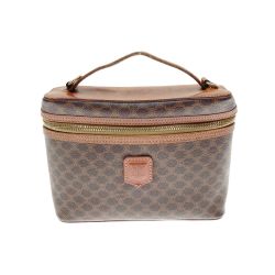 〇〇 CELINE セリーヌ バニティバッグ マカダム柄 DM96 ブラウン ヴィンテージ 現状渡し Cランク