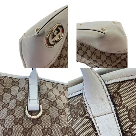  GUCCI グッチ GGキャンバス トートバッグ ハンドバッグ 169946 ホワイト x ベージュ