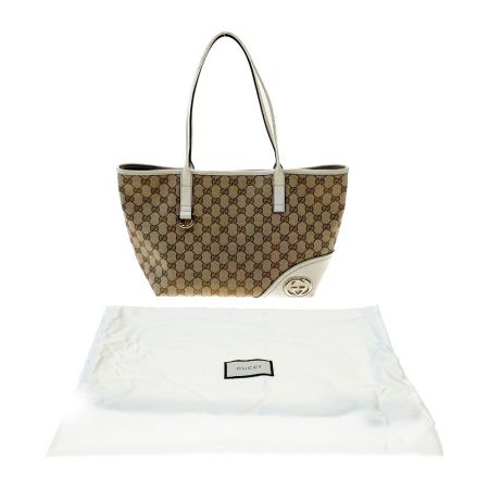  GUCCI グッチ GGキャンバス トートバッグ ハンドバッグ 169946 ホワイト x ベージュ