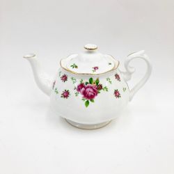 〇〇 ロイヤルアルバート ニュー カントリー ローズ  ティーポット ホワイト Bランク