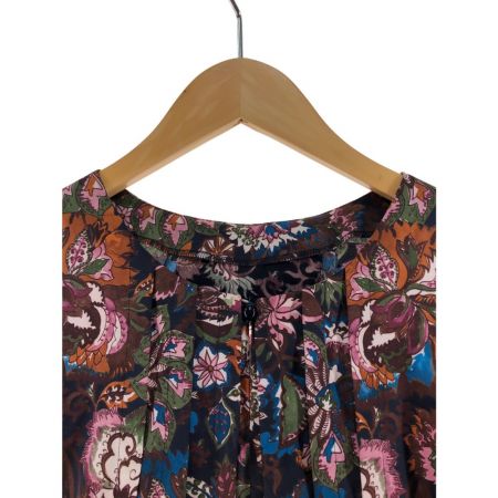  Leilian レリアン レディース チュニック 花柄 ブルー×オレンジ×ブラウン サイズ11 パープル
