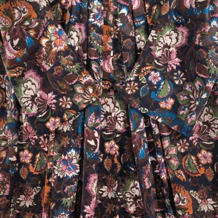  Leilian レリアン レディース チュニック 花柄 ブルー×オレンジ×ブラウン サイズ11 パープル