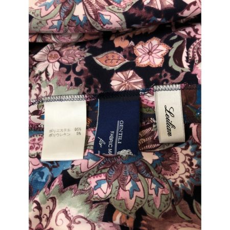  Leilian レリアン レディース チュニック 花柄 ブルー×オレンジ×ブラウン サイズ11 パープル