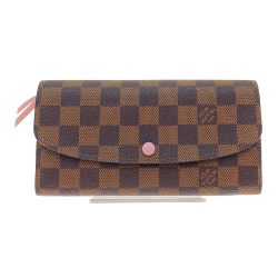 〇〇 LOUIS VUITTON ルイヴィトン ダミエ ポルトフォイユ エミリー 長財布 N60214 ブラウン×ピンク x ピンク Aランク