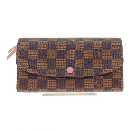  LOUIS VUITTON ルイヴィトン ダミエ ポルトフォイユ エミリー 長財布 N60214 ブラウン×ピンク x ピンク