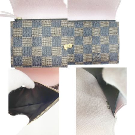  LOUIS VUITTON ルイヴィトン ダミエ ポルトフォイユ エミリー 長財布 N60214 ブラウン×ピンク x ピンク