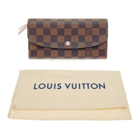  LOUIS VUITTON ルイヴィトン ダミエ ポルトフォイユ エミリー 長財布 N60214 ブラウン×ピンク x ピンク