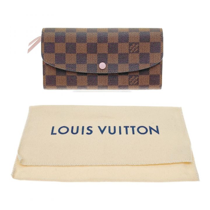 LOUIS VUITTON ルイヴィトン ダミエ ポルトフォイユ エミリー 長財布 N60214 ブラウン×ピンク x  ピンク｜中古｜なんでもリサイクルビッグバン