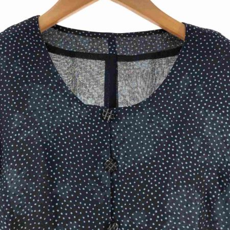  Leilian レリアン レディース ワンピース ドット柄×花柄 半袖 サイズ9 ブラック