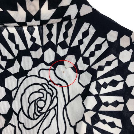  LEONARD レオナール レディース カットソー 半袖カットソー ホワイト花柄 ジップアップ サイズ42  ブラック