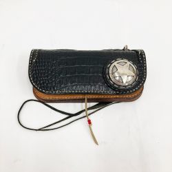 〇〇 LUCKYJOHN 長財布 レザー ブラック×ブラウン x ブラウン Cランク