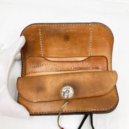  LUCKYJOHN 長財布 レザー ブラック×ブラウン x ブラウン