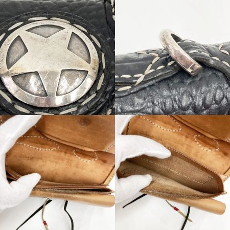  LUCKYJOHN 長財布 レザー ブラック×ブラウン x ブラウン