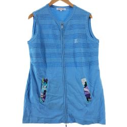 〇〇 LEONARD レオナール レディース　ジャケット ロングジャケット　ポケット柄 ノースリーブ　42 スカイブルー Bランク