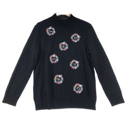 〇〇 LEONARD レオナール ニット 花柄刺繍 スパンコール ブラック Aランク