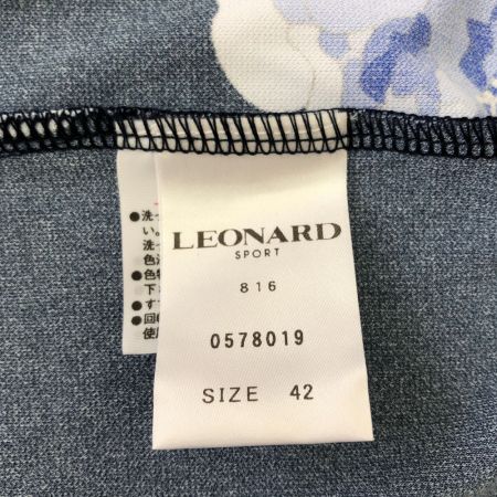  LEONARD レオナール シャツ ポロシャツ 花柄×コスメボトル柄 ネイビー