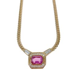 〇〇 Christian Dior クリスチャンディオール ネックレス ペンダント ラインストーン ピンク ヴィンテージ 現状渡し Bランク