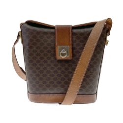 〇〇 CELINE セリーヌ ショルダーバッグ マカダム柄 ターンロック M92 ブラウン 現状渡し Cランク