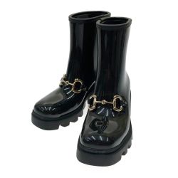 〇〇 GUCCI グッチ エナメル ホースビットアンクルブーツ SIZE 38 670407 ブラック Bランク