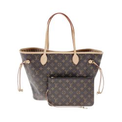 〇〇 LOUIS VUITTON ルイヴィトン モノグラム ネヴァーフルMM ポーチ付 トートバッグ M40995 ブラウン×ベージュ x ベージュ Sランク