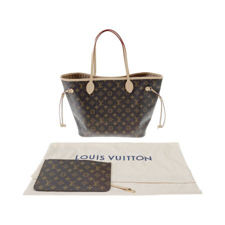  LOUIS VUITTON ルイヴィトン モノグラム ネヴァーフルMM ポーチ付 トートバッグ M40995 ブラウン×ベージュ x ベージュ