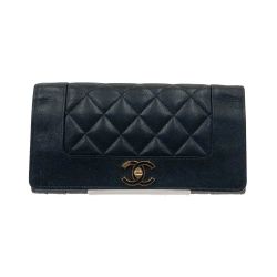 〇〇 CHANEL シャネル 財布 長財布 マトラッセ マドモアゼル キズ有 ラムスキン/レザー ブラック x ワインレッド Cランク