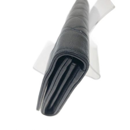  CHANEL シャネル 財布 長財布 マトラッセ マドモアゼル キズ有 ラムスキン/レザー ブラック x ワインレッド