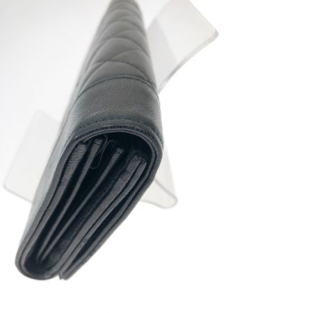  CHANEL シャネル 財布 長財布 マトラッセ マドモアゼル キズ有 ラムスキン/レザー ブラック x ワインレッド