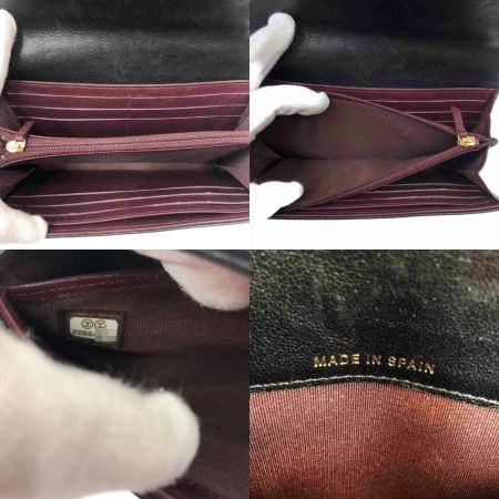  CHANEL シャネル 財布 長財布 マトラッセ マドモアゼル キズ有 ラムスキン/レザー ブラック x ワインレッド