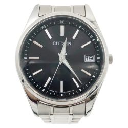 〇〇 CITIZEN シチズン エコドライブ 黒文字盤 デイト 腕時計 H110-S077486 Bランク