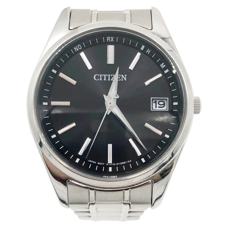 中古】 CITIZEN シチズン エコドライブ 黒文字盤 デイト 腕時計 H110