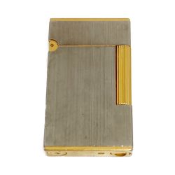 〇〇 S.T.Dupont エステーデュポン ライン2 ヘアライン ガスライター シルバー x ゴールド 現状渡し Cランク