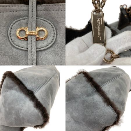  Salvatore Ferragamo サルヴァトーレフェラガモ ムートン トートバッグ AU-21/B936 グレー x ブラウン