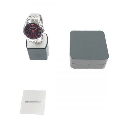  ENPORIO ARMANI クロノグラフ 腕時計 AR-1786 シルバー x ブラック