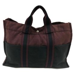 〇〇 HERMES エルメス フールトゥ MM トートバック ブラウン x ブラック Bランク