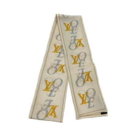 ルイ・ヴィトン シルク スカーフ 長方形 ロゴ柄 中古 Bランク バンダナ/スカーフ 純正特注品