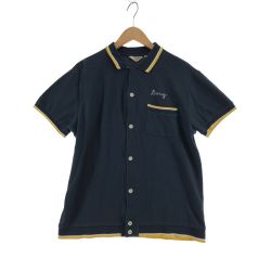 〇〇 king louie メンズ シャツ ボーリングシャツ サイズL ネイビー×イエロー Bランク