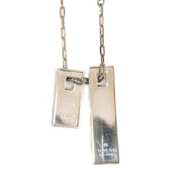 〇〇 GUCCI グッチ ダブルプレート ネックレス シルバー SV925 シルバー Cランク
