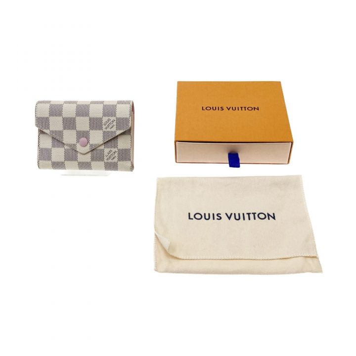 LOUIS VUITTON ルイヴィトン ダミエ ポルトフォイユ ヴィクトリーヌ 3つ折り財布 N64022 ホワイト x  ピンク｜中古｜なんでもリサイクルビッグバン