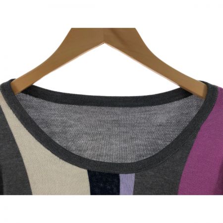  Leilian レリアン レディース ニット サイズ13+ グレー x パープル